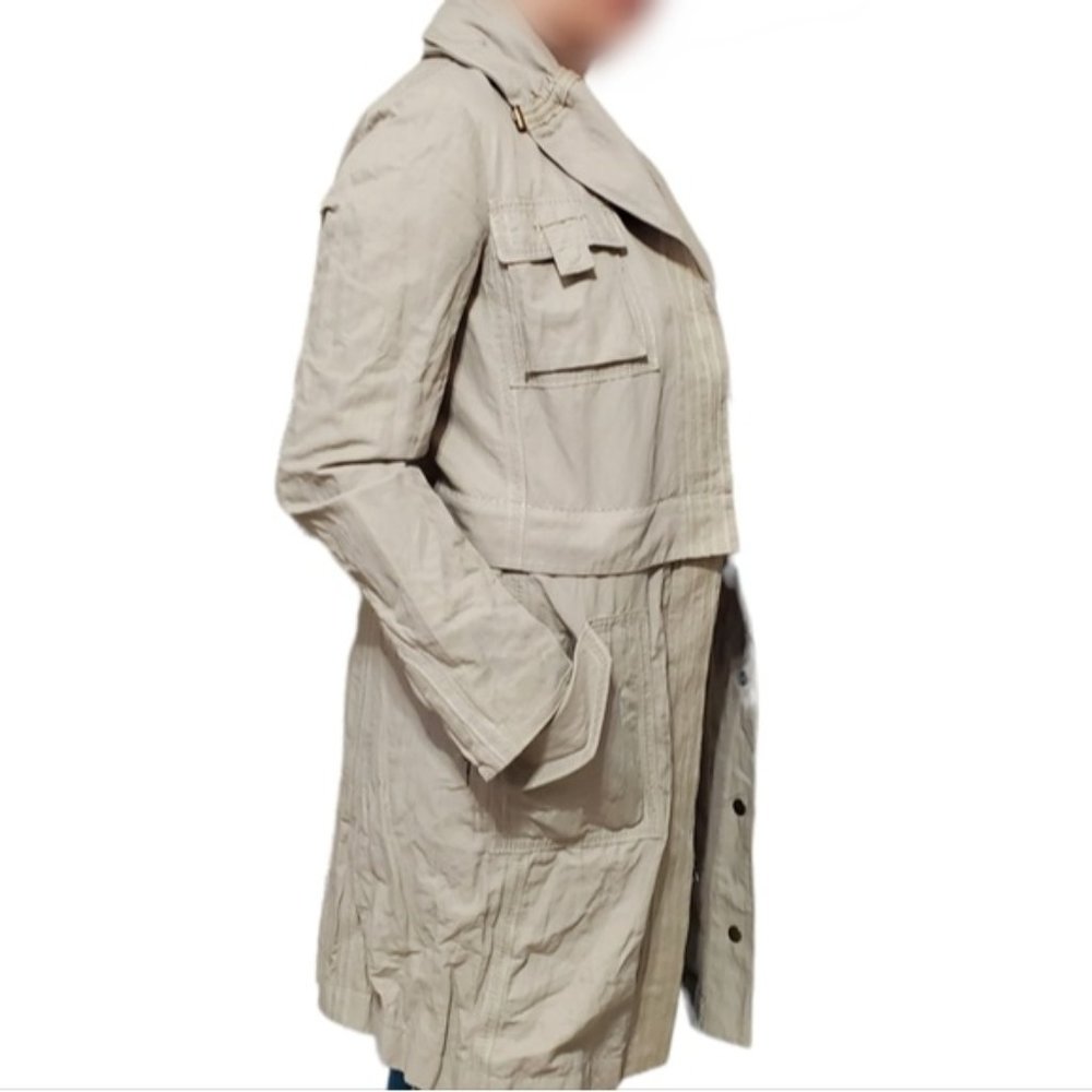 Elie Tahari Convertible two in one Trench Rain Beige Coat Sz S